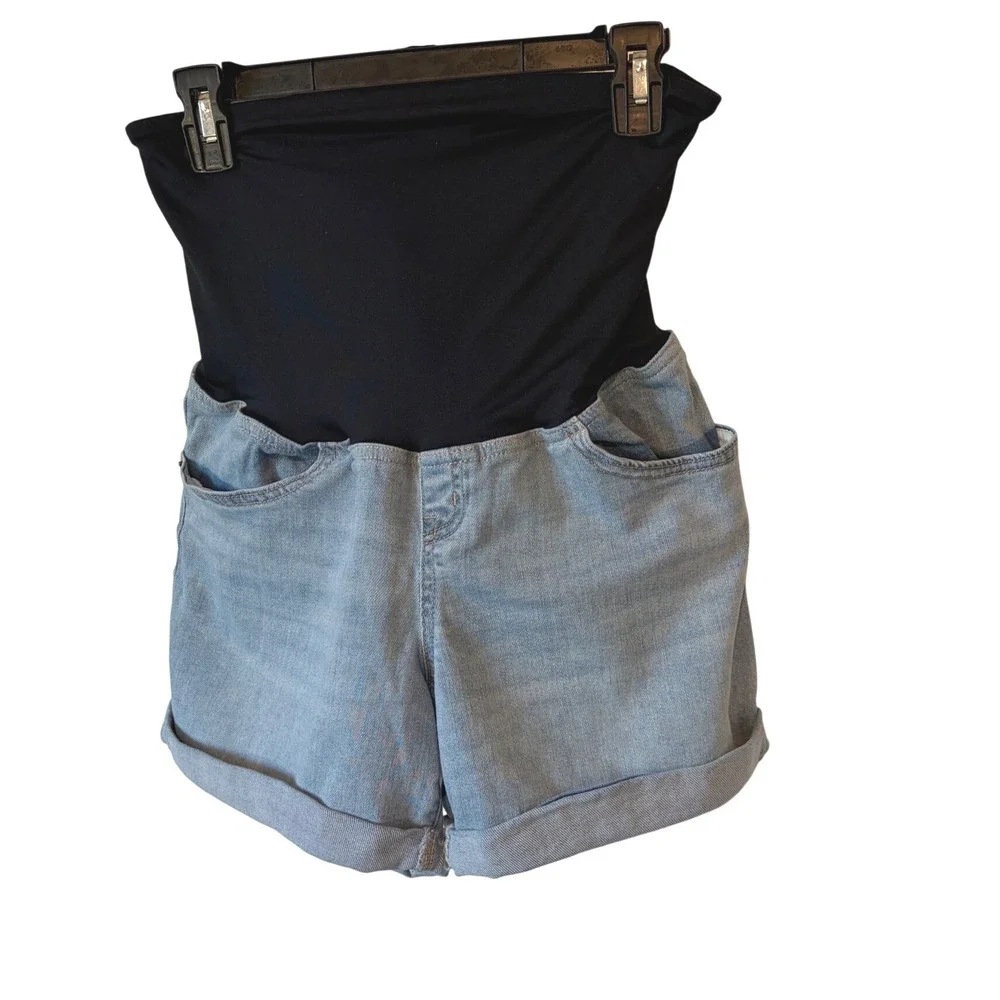 Isabel by Ingrid & Isabel Maternity Denim Midi Shorts Light Wash Size 6 - Picture 4 of 7
